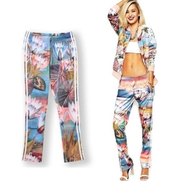 adidas Pants - Adidas X The Farm Curso Dagua Firebird Lotus Water Track Pant